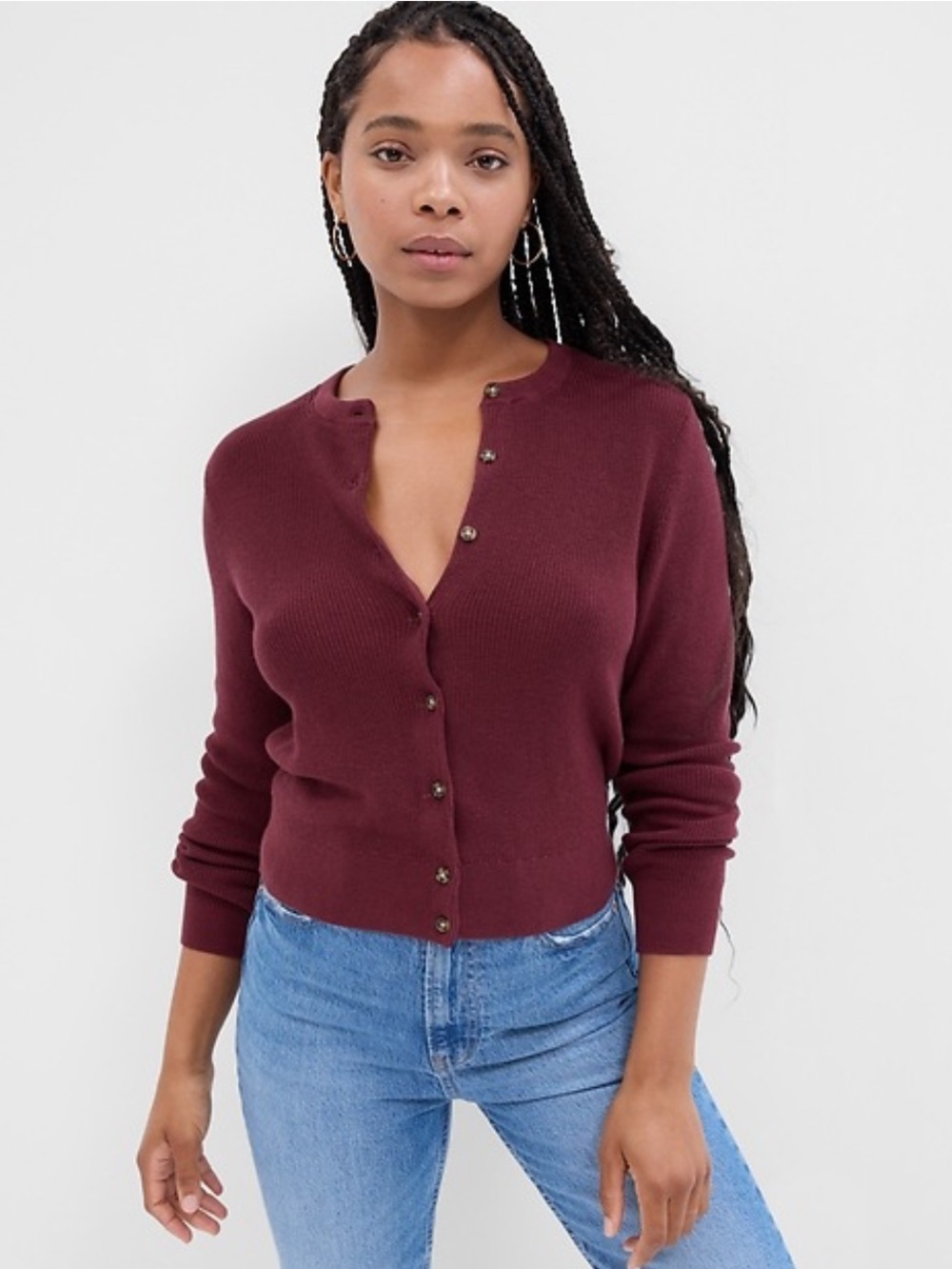 Zara Women's Plum Button-Up Cardigan